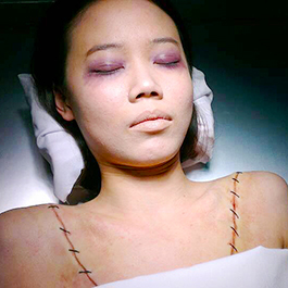 2015「鑑識英雄」女Y字型胸腔切口特效化妝 Prosthetics Make-up Effects of sutured Y-shaped incision (TV Series CSIC)