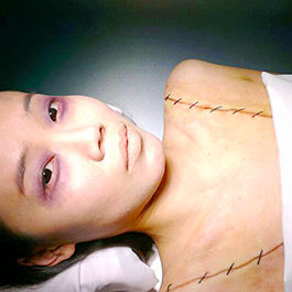 2015「鑑識英雄」女Y字型胸腔切口特效化妝 Prosthetics Make-up Effects of sutured Y-shaped incision (TV Series CSIC)